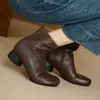 Botines Chelsea de piel de cordero ultraligeros y ultrasuaves 2026 Otoño/Invierno tacón medio grueso puntera redonda piel genuina versátiles para el trabajo diario suela blanda botines para mujer