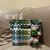 Bolsa tejida artesanal tailandesa de verano, marca de moda, cesta de mercado, bolso de mano para mujer, tote, bolsa de playa, bloque de color