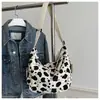 Bolsa Tote de Ombro Casual Simples de Grande Capacidade da Moda, Novo Estilo Primavera 2026, Padrão Vaca