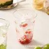 Copo de vidro fresco resistente ao calor doméstico alta aparência copo para beber leite suco copo para meninas xícara de chá copo de água