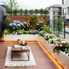 Macetero de Hierro Forjado Acero Inoxidable para Exteriores Personalizado Balcón Terraza Paisajismo Acero Galvanizado Acabado Combinación Metal Patio Interior
