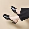Chinelos Baotou Roupa Feminina Verão 2024 Quadrado Simples Elegante Sandálias de Salto Médio Salto Grosso Mocassins Mocassins