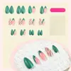 Arte de Uñas Navideño, Popular en Europa y América, Rayas Francesas con Purpurina, Uñas Postizas Brillantes, Puntas de Uñas de Alta Calidad, Uñas Almendradas