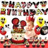 Decoración de Fiesta de Cumpleaños con Tema de Mickey Mouse Banderín Set de Globos Mickey Mickey Pastel de Cumpleaños para Niños Bandera