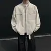 Chaqueta de solapa de retazos deconstruida de marca moderna estilo americano para hombres y mujeres, abrigo casual versátil de corte holgado vintage para el trabajo