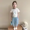 Conjunto de Verão com Manga Curta para Meninas 2026 Novo Estiloso Fashionável Roupa Esportiva para Meninas Bebês Roupas Infantis de Verão