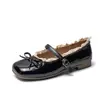 Zapatos Pequeños de Cuero con Punta Cuadrada y Lazo Francés para Mujer 2026 Nuevo Verano Boca Baja Versátiles con Faldas Tacón Grueso Mary Janes