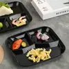 Plato de cena cuadrado de tres compartimentos, plato casero para comida rápida, plato para perder peso, plato dividido, plato de plástico, apto para microondas, plato de comida con compartimentos