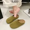 Zapatos Birkenstock de cuero con suela gruesa, sin tacón, de punta dividida para mujer, zapatos perezosos de meter, mules, medias pantuflas de punta cerrada