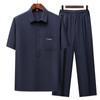 Conjunto de dos piezas de verano para papá, camisa de manga corta para hombre de mediana edad y mayor, camisa de abuelo de 60 años, traje informal fino