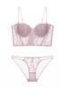 Ropa Interior Sexy Europea y Americana, Estilo Palacio Francés, Lujoso Conjunto de Sujetador y Bragas con Encaje Bordado, Pechos Grandes, Anti-Caída