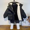 Abrigo cálido con forro de forro polar para niños con capucha casual para otoño e invierno ropa acolchada de algodón engrosada para niños medianos y grandes ropa acolchada de algodón de moda estilo occidental para usar como abrigo