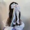 Presilha de Cabelo Infantil para Meninas, Laço de Coroa, Presilha com Borda de Véu, Acessório de Cabelo de Princesa Bordado Estilo Coreano