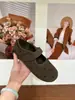 Primeiro Encontro Jichou Fofo Birkenstock de Solado Grosso Sapatos Femininos Mocassins 2026 Outono Estilo Retrô Bico Redondo Velcro Mary Jane Feijão