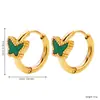 Pendientes de Acero Inoxidable de Venta Caliente Europeos y Americanos con Goteo de Aceite, Orejas Versátiles y de Moda, Pendientes de Acero de Titanio con Mariposa de Esmalte Dorado