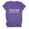 Rescato Libros Amazon Ebay Sitio Independiente Casual Simple Cómoda Camiseta de Manga Corta con Cuello Redondo para Mujer