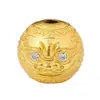 Plata S925 Chapada en Oro Piedra Incrustada de Diamantes Adorno de León Perla Redonda Accesorio Pequeño DIY Nuevo Estilo Étnico Chino Cuentas Separadoras