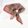Lenço de Seda de Alta Qualidade para Mulheres, Lenço Pequeno para Pescoço para Primavera e Outono, Toque de Algodão e Linho, Aquecedor de Pescoço, Lenço Quadrado Pequeno, Novo Estilo Elegante Japonês