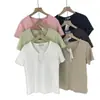 Simplicidade ao estilo coreano! Camiseta básica feminina de manga curta, gola redonda, ajuste slim, versátil, marca R*S, Treze Linhas, Guangzhou, para o trabalho