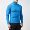Outono Inverno Novo Suéter Masculino Gola Alta Slim Fit Malha Trançada Pulôver Moda Jovem Casual Camada Base