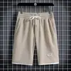 Shorts Casuais de Cor Sólida com Textura de Waffle para Homens, Calças de Cinco Pontos Estilo Retro Americano de Verão, Shorts Esportivos de Corrida ao Ar Livre de Marca da Moda