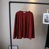[Bizheng] Nuevo Otoño 2025 Estilo Coreano Clásico Sencillo Cuello Redondo Holgado Casual Camiseta de Manga Larga Cepillada para Mujer 4698