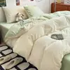 Conjunto de cama de quatro peças estilo ins cream todo em algodão cor sólida simples estilo japonês lençol de algodão puro duas cores capa de edredom dormitório conjunto de três peças 4