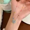 Collar de Flor con Esmalte Azul Goteado de Nuevo Estilo, Colorido, con un Diseño Fresco y Moderno, Cadena para Clavícula Versátil Choker