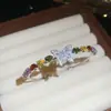 Pulsera Abierta de Zirconia de Gota de Agua Colorida Mariposa Transfronteriza Europea y Americana Joyería de Temperamento Exagerado de Lujo Ligero de Gama Alta