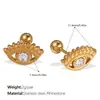 2025 novo brinco vintage transfronteiriço brincos aço inoxidável banhado a ouro 18K cruz redondo incrustado strass brincos