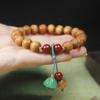 Pulseira de braceletes de óleo de cipreste de 8 mm com pingente de lótus verde esmeralda estilo antigo rosário Wenwan masculino e feminino atacado