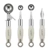Escavador de Melancia 304 Aço Inoxidável Colher de Bola Doméstico Ferramenta Modeladora de Frutas Conjunto Faca de Esculpir Frutas Transfronteiriço