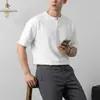 Camiseta de Manga Corta Estilo Old Money para Hombre Dengjie, Cuello Henley para Hombre, Algodón de Sarga 180g con Apertura Frontal, Nuevo de Verano 2026 Manga Media