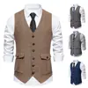 Chaleco de traje de un solo botón retro para hombre de otoño transfronterizo moda masculina multibolsillo talla grande chaqueta de negocios para hombre