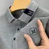 Camiseta de Manga Corta de Verano 2025 Casual Versátil para Hombre Camisa Polo con Cuello Camiseta de Manga Corta de Negocios Color Sólido Estilo Bordado
