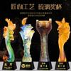 Trofeo de cristal personalizado de alta calidad, nuevo y creativo, con esmalte de colores, recuerdo, letras de estrella de cinco puntas, trofeo anual