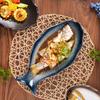 Plato de Pescado Estilo Japonés, Plato para Pescado Encurtido, Plato de Cerámica para Pescado al Vapor, Plato para Exportación, Bandeja para el Hogar, Plato para Cena, Plato de Presentación para Hotel
