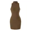 Vestido bodycon sin mangas de cuello alto, puramente seductor y sexy para mujer, adelgazante y favorecedor, azul, realza el cutis, elegante vestido tipo tank para verano