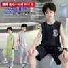 Conjunto de Dos Piezas de Camiseta sin Mangas con Estampado de Letras y Shorts Nuevo Estilo de Verano para Niños 2026 Conjunto Casual de Chaleco para Niños Moderno