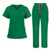 Suministrado directamente por el fabricante: ropa de trabajo médica, uniformes de manga corta para personal médico, pantalones médicos con cintura de cordón, uniformes de enfermera de hospital al por mayor