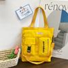 Bolsa de Lona Feminina Versátil Nova Grande Capacidade Multiuso Bolsa Escolar Casual Portátil Ombro Transversal Estudante Mochila Bolsa Escolar