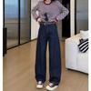 Pantalones vaqueros rectos holgados para mujer, primavera otoño e invierno 2025, nuevos, de cintura alta, adelgazantes, de pierna ancha y pequeña.