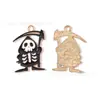 Caveira Corvo Pássaro Pequeno Estilo Sombrio Halloween DIY Pingente de Óleo Gotejado Pulseira Chaveiro Pingente Charme