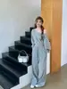 Traje coreano para mujer Otoño e Invierno Tops de manga larga holgados en la cintura Hombros descubiertos Hombro inclinado Sudaderas Pantalones casuales de pierna ancha