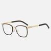 Nueva moda montura de gafas poligonal artística de presión cero para hombre, metal ultraligera antideslizante, montura de gafas para miopía con bloqueo de luz azul