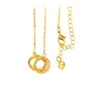 Moda Nueva Dinastía Tang Versátil Anillo de Hielo Colgante Martillado Redondo Interconectado Collar Cadena Elegante para Clavícula