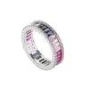 Anillos de Nuevo Estilo Transfronterizos, Anillos Rectangulares de Circonita Coloridos, Diseño de Nicho Japonés y Coreano, Anillos Unisex, Venta al por Mayor de Fábrica