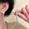 [Twinkling Milky River] Pendientes de borla con estrella de cinco puntas y diamantes para mujer, ligeros, elegantes, de alta gama, para uso diario.