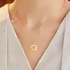 Exquisito Collar con Hebilla de Paz de Loto para Mujer, Estilo de Lujo Ligero de Nicho de Gama Alta, Regalo del Día de la Madre para Mamá, Cadena para Clavícula