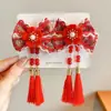 Pinza para el pelo de niña pequeña León Danzante Hanfu Borla Año Nuevo Accesorio para el pelo Peluca Princesa Lazo Adorno para el pelo Pinza para el pelo de niños